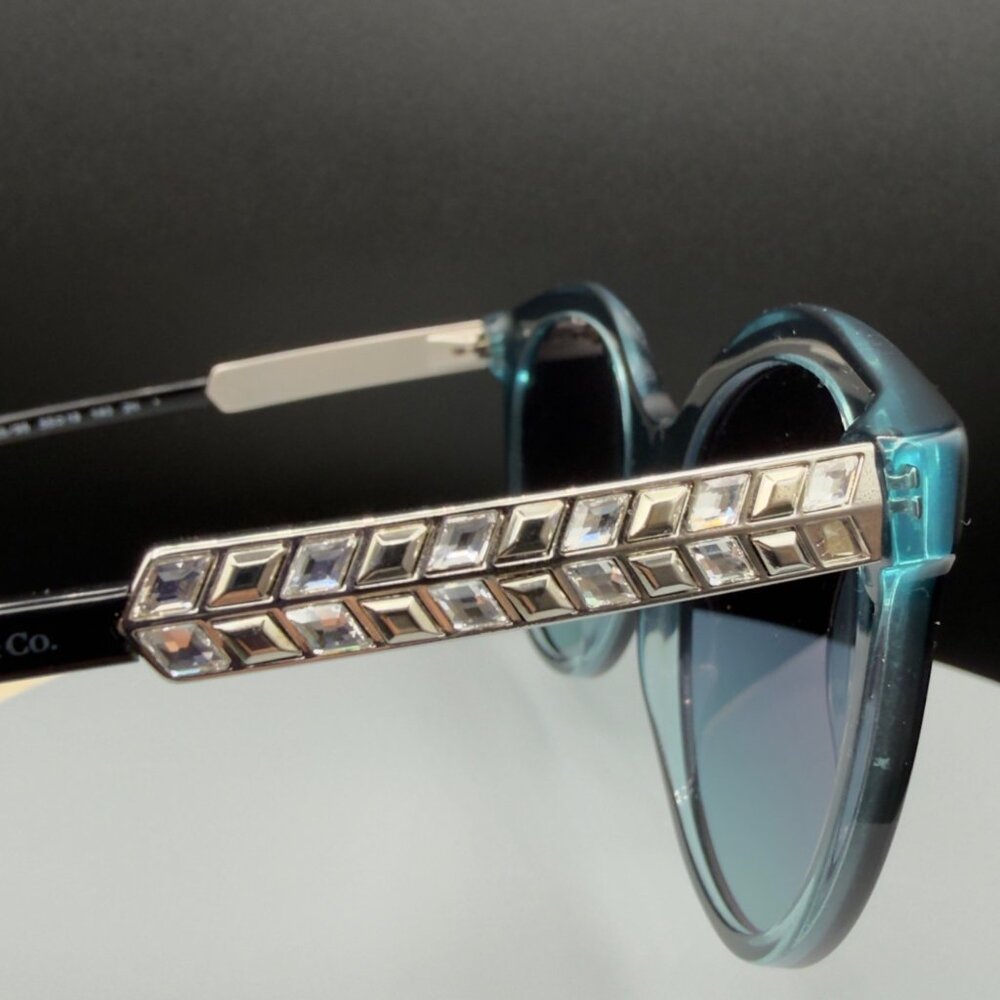 Tiffany & Co TF 4175B 8285/9S Black Cat Eye Sunglasses Blue Lens 55 19 140 READ - Picture 3 of 15